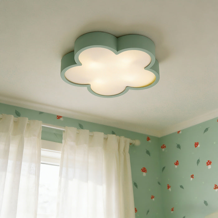 QAZQA Kinder plafondlamp groen met wit - Lucille