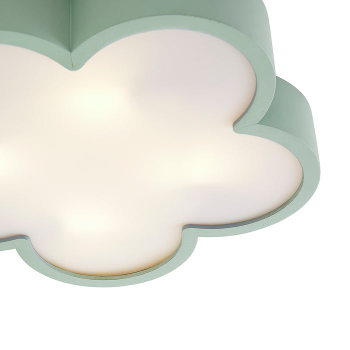 QAZQA Kinder plafondlamp groen met wit - Lucille