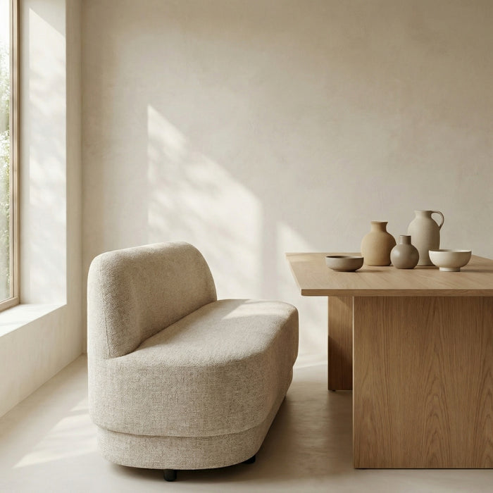 DÉJA Living - Eetkamerbank Beige Stof - 160x72x85cm - Moose