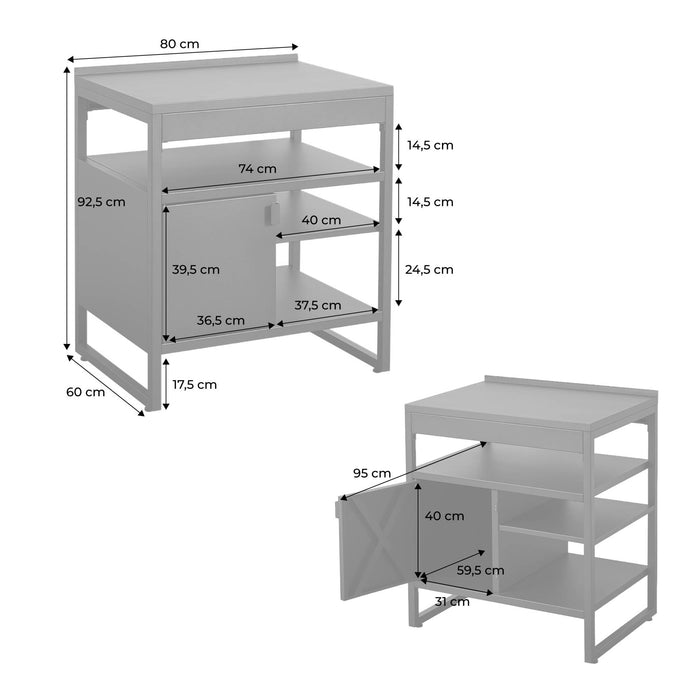 sweeek - Buitenkeukenmodule 1 deur 3 planken van staal L80cm