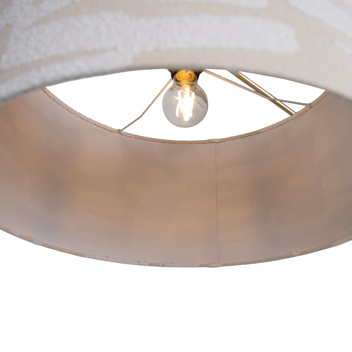 QAZQA Vloerlamp goud verstelbaar met wit en beige gestreepte kap 50cm