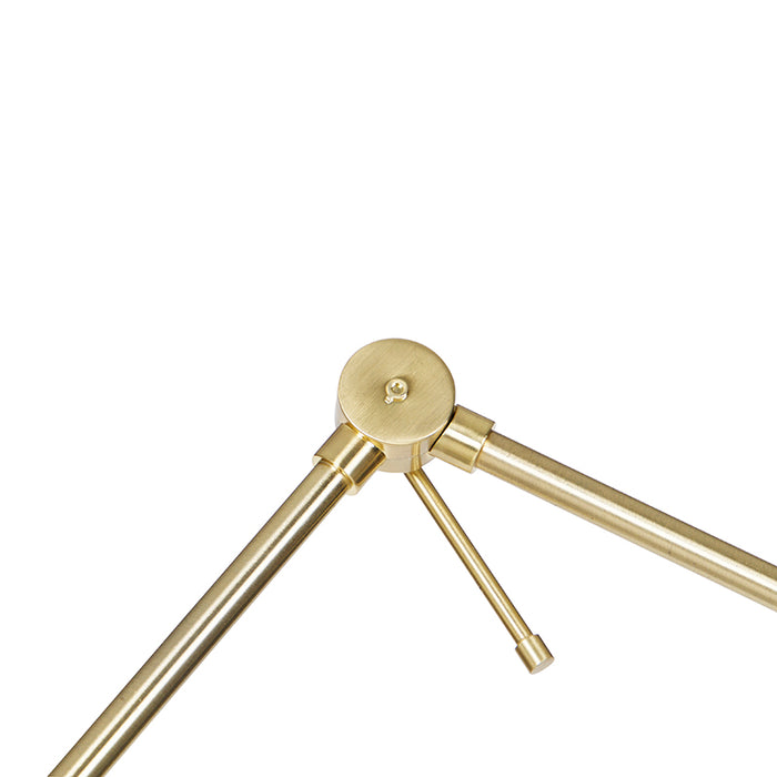 QAZQA Vloerlamp goud verstelbaar met wit en beige gestreepte kap 50cm