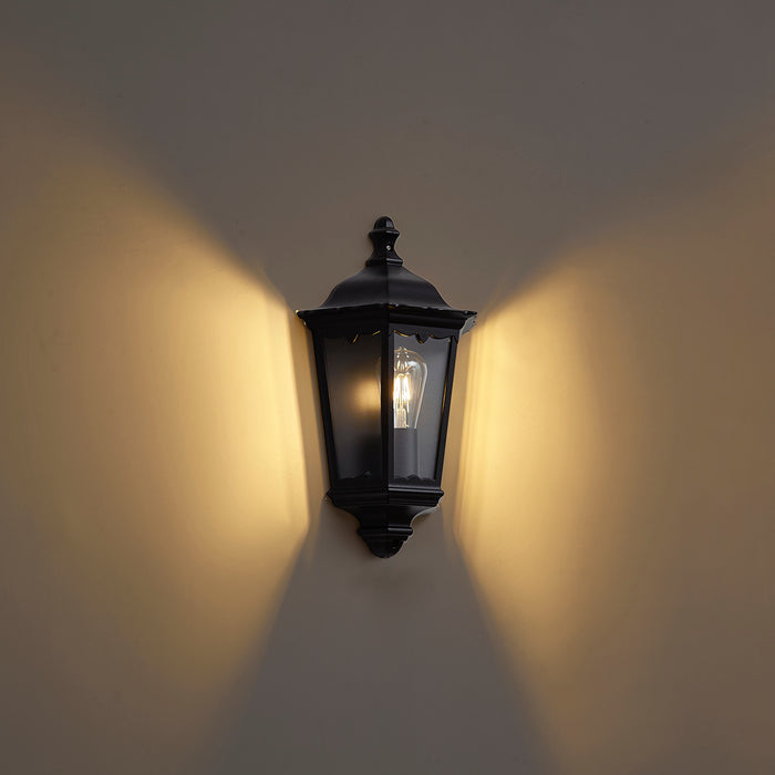 QAZQA klassieke buiten wandlantaarn zwart IP44 - Havana half