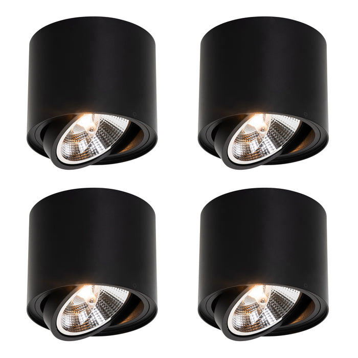 QAZQA Set van 4 moderne plafondspots zwart draai- en kantelbaar AR111