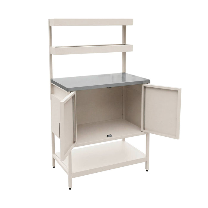 sweeek - Buitenkeuken met 2 deuren en 2 hangende planken staal L80cm