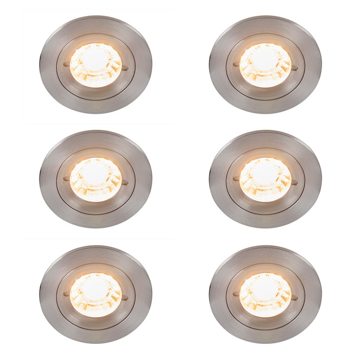 QAZQA Set van 6 moderne inbouwspots staal rond IP44 - Xena