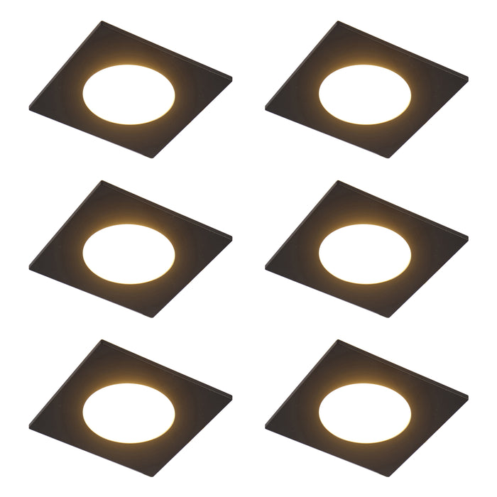 QAZQA Set van 6 moderne inbouwspots zwart incl. LED 3-staps dimbaar