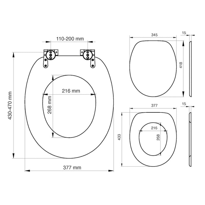 Tiger Blackwash Toiletbril met Deksel MDF - Zwart