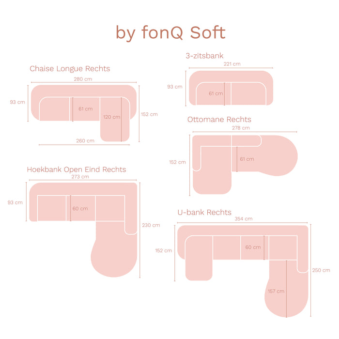 by fonQ Soft Hoekbank met Chaise Longue Rechts - Micro Chenille - Terra