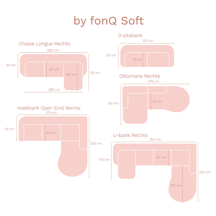 by fonQ Soft Hoekbank met Chaise Longue Rechts - Naturel Melange