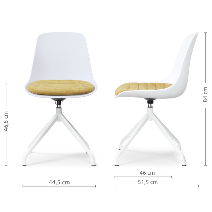 Nolon Nola-Liv draaibare eetkamerstoel wit met warm oker zitkussen -