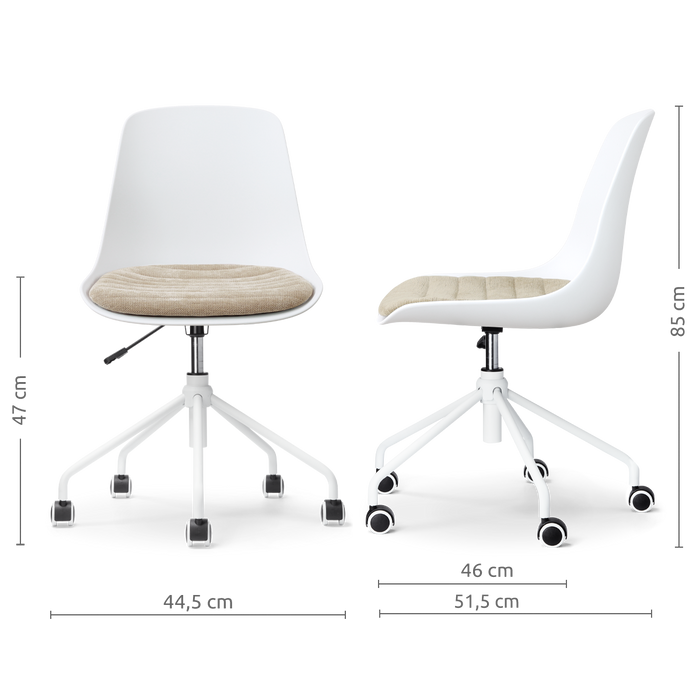 Nolon Nout-Liv eetkamerstoel wit met nougatbruin zitkussen - wit