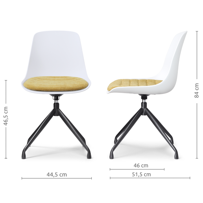 Nolon Nola-Liv draaibare eetkamerstoel wit met warm oker zitkussen -