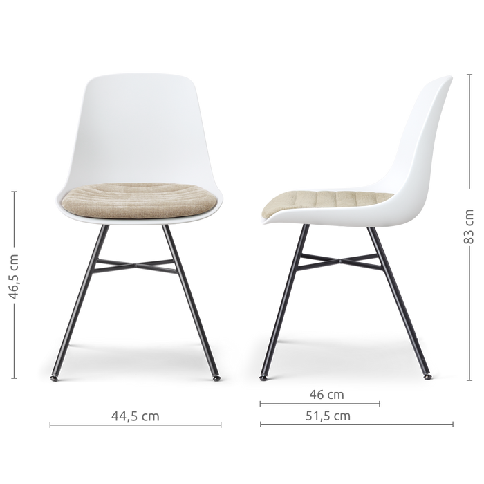 Nolon Noa-Liv eetkamerstoel wit met nougatbruin zitkussen - zwart