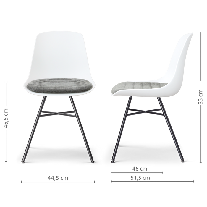 Nolon Noa-Liv eetkamerstoel wit met zeegrijs zitkussen - zwart