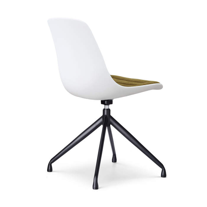 Nolon Nola-Liv draaibare eetkamerstoel wit met mosgroen zitkussen -