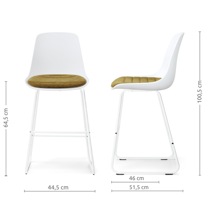 Nolon Nino-Liv barkruk wit met mosgroen zitkussen - wit onderstel - 65
