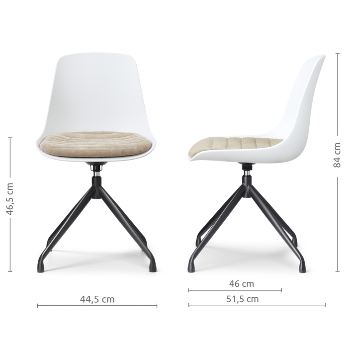 Nolon Nola-Liv draaibare eetkamerstoel wit met nougatbruin zitkussen -