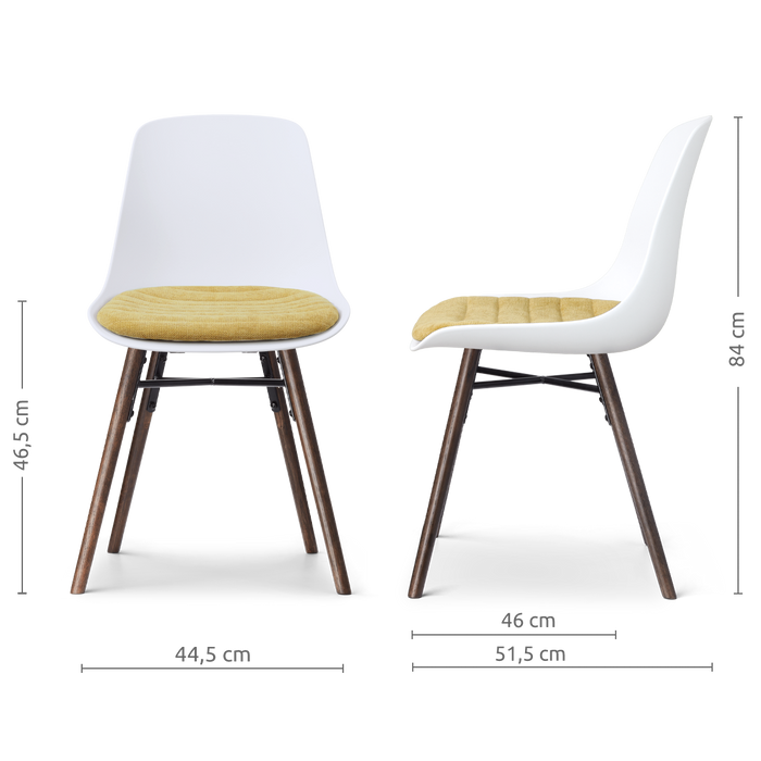 Nolon Nena-Liv eetkamerstoel wit met warm oker zitkussen - walnoot