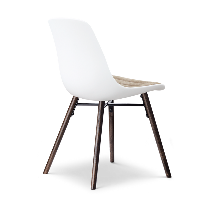 Nolon Nena-Liv eetkamerstoel wit met nougatbruin zitkussen - walnoot