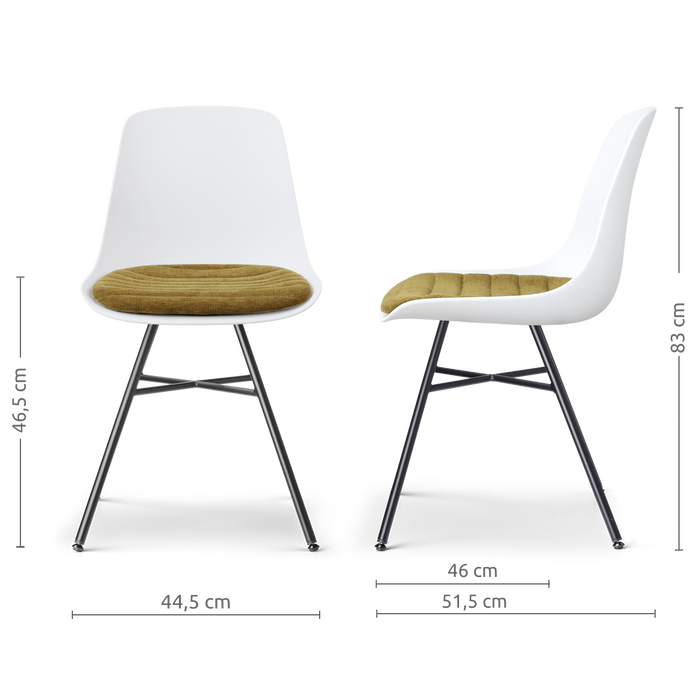 Nolon Noa-Liv eetkamerstoel wit met mosgroen zitkussen - zwart