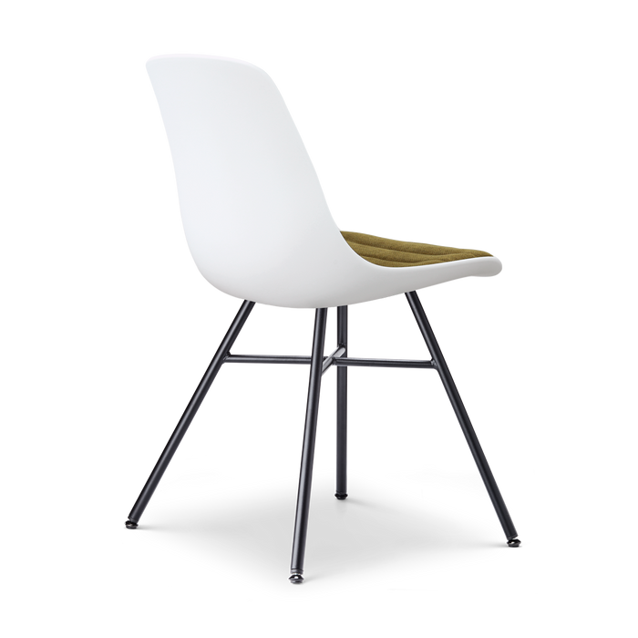 Nolon Noa-Liv eetkamerstoel wit met mosgroen zitkussen - zwart