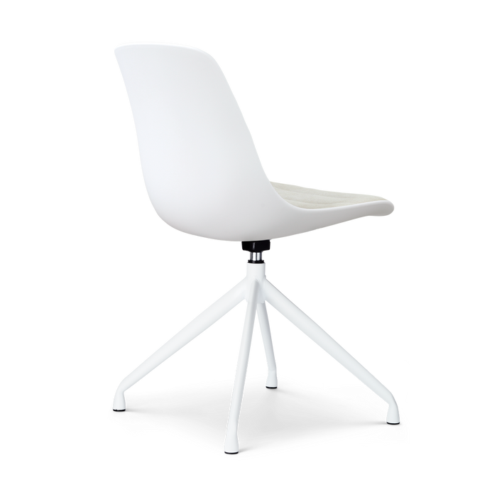 Nolon Nola-Liv draaibare eetkamerstoel wit met naturelbeige zitkussen