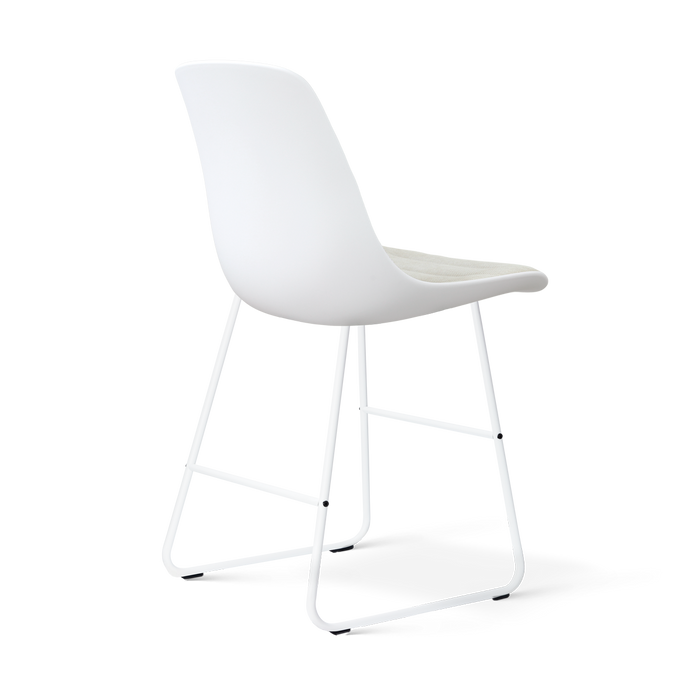 Nolon Nino-Liv barkruk wit met naturelbeige zitkussen - wit onderstel