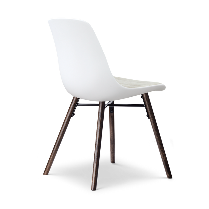 Nolon Nena-Liv eetkamerstoel wit met naturelbeige zitkussen - walnoot