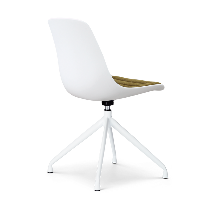 Nolon Nola-Liv draaibare eetkamerstoel wit met mosgroen zitkussen -