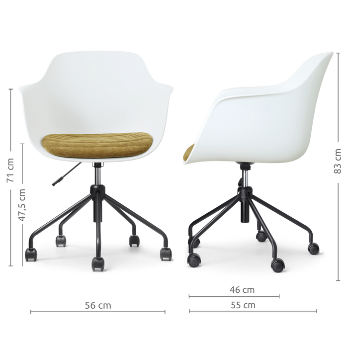 Nolon Nout-Liz eetkamerstoel wit met mosgroen zitkussen - zwart