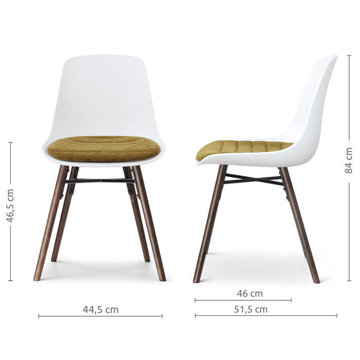 Nolon Nena-Liv eetkamerstoel wit met mosgroen zitkussen - walnoot