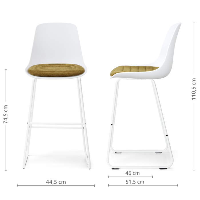 Nolon Nino-Liv barkruk wit met mosgroen zitkussen - wit onderstel - 75