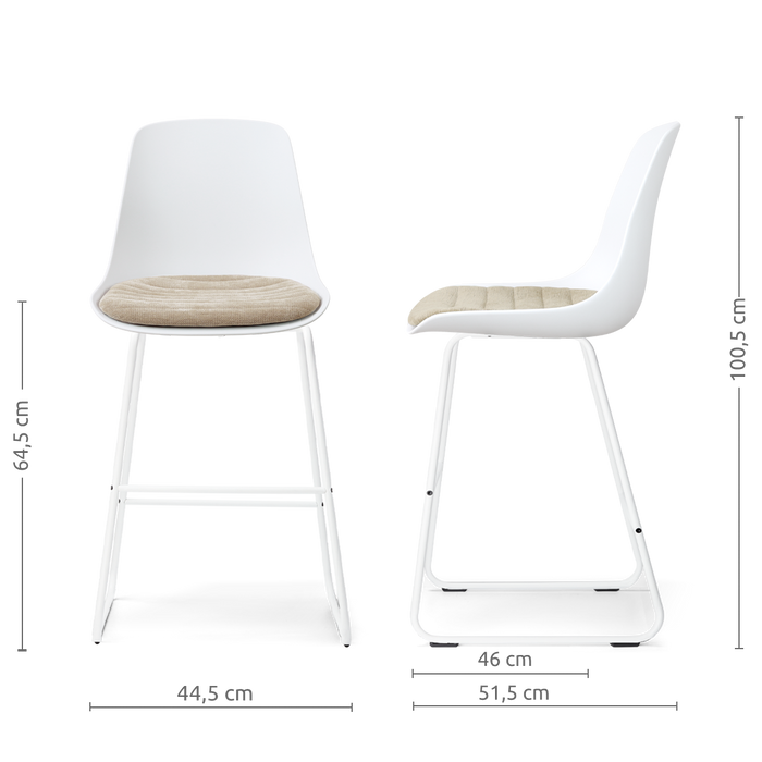 Nolon Nino-Liv barkruk wit met nougatbruin zitkussen - wit onderstel -