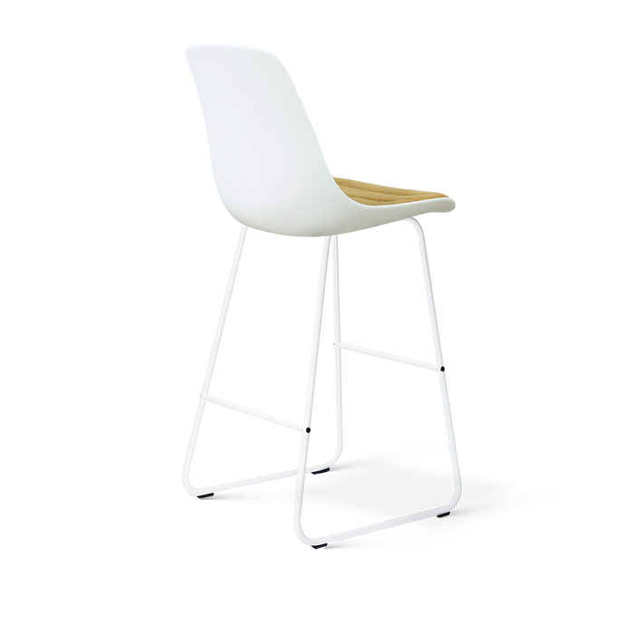 Nolon Nino-Liv barkruk wit met warm oker zitkussen - wit onderstel -