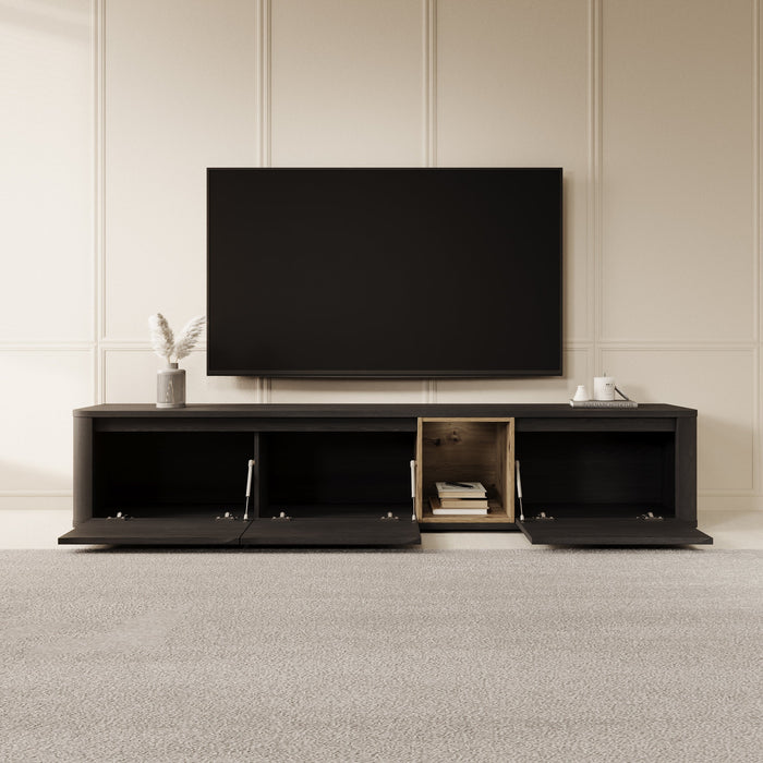 Meubella - Bijou - TV-Meubel - Zwart - 215x41x42 cm