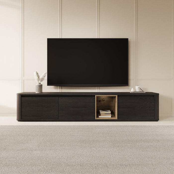 Meubella - Bijou - TV-Meubel - Zwart - 215x41x42 cm