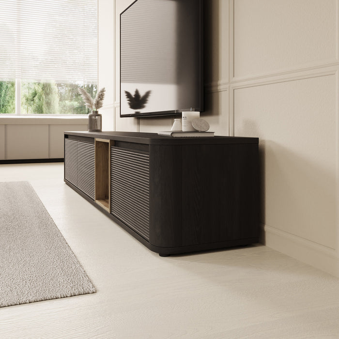 Meubella - Bijou - TV-Meubel - Zwart - 215x41x42 cm