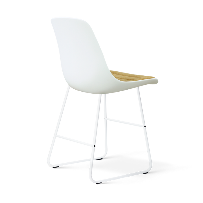 Nolon Nino-Liv barkruk wit met warm oker zitkussen - wit onderstel -