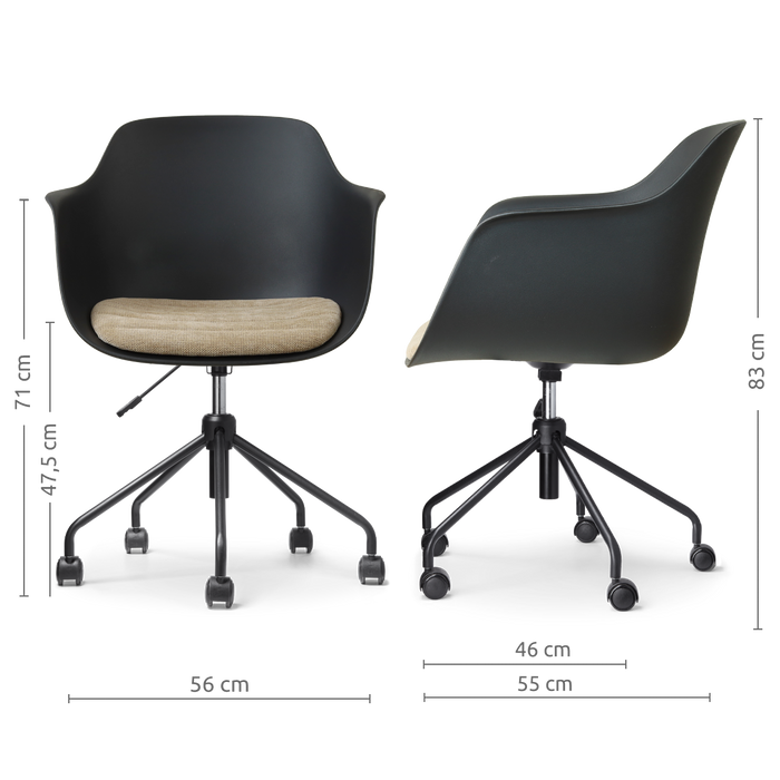 Nolon Nout-Liz eetkamerstoel zwart met nougatbruin zitkussen - zwart