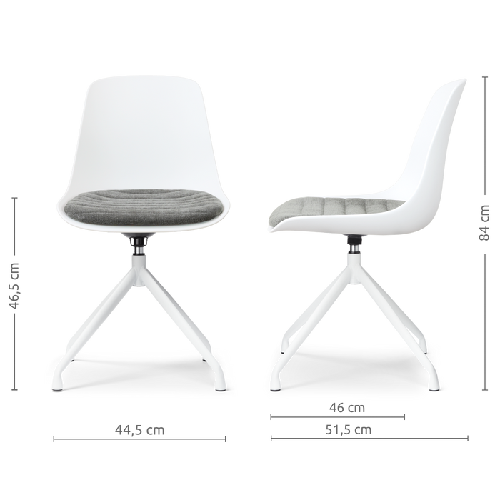 Nolon Nola-Liv draaibare eetkamerstoel wit met zeegrijs zitkussen -