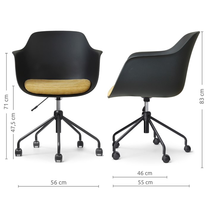 Nolon Nout-Liz eetkamerstoel zwart met warm oker zitkussen - zwart