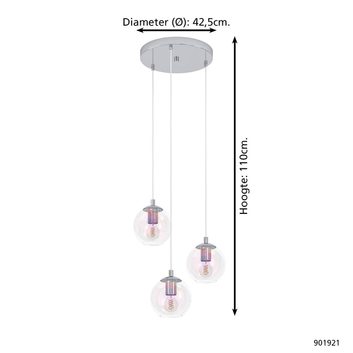 EGLO Ariscani 2 Hanglamp - E27 - Ø 42,5 cm - gekleurd glas - Chroom