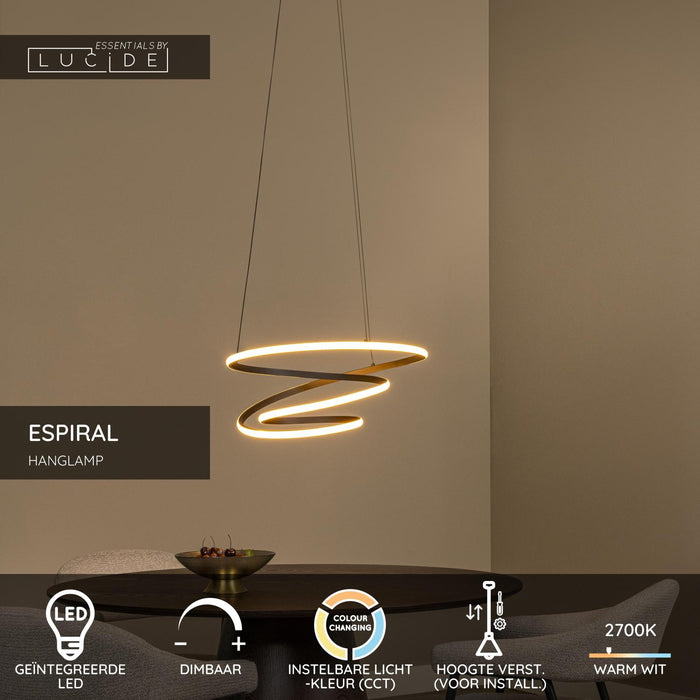 Lucide ESPIRAL Hanglamp - Zwart