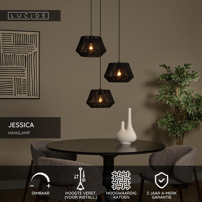 Lucide JESSICA Hanglamp - Zwart