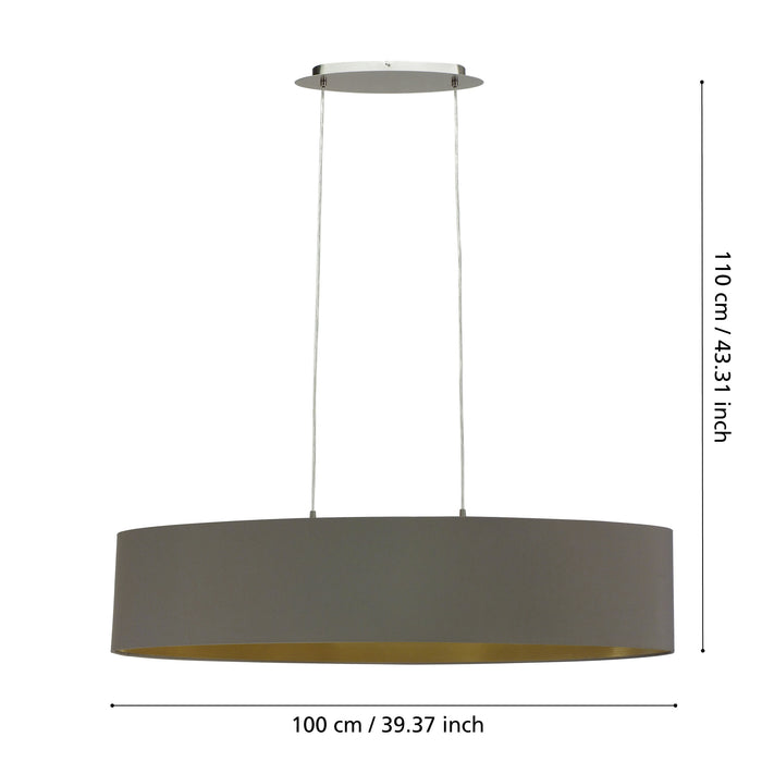 EGLO Maserlo - Hanglamp - 2 Lichts - 100cm - Grijs|Taupe|Goud
