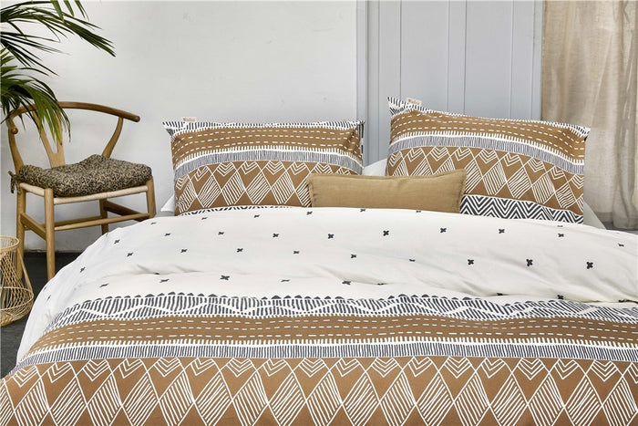 Walra - Dekbedovertrek Ikat Dreams - 240x220 - Wit | Cognac