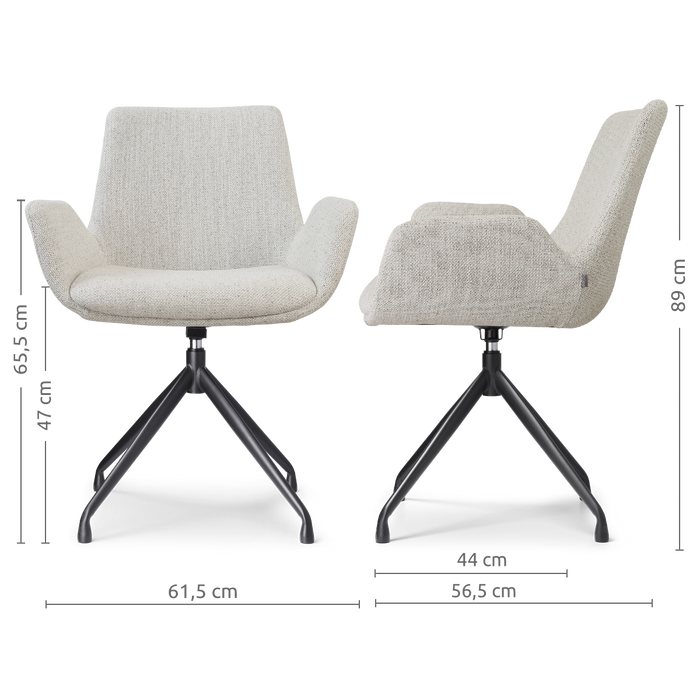 Nolon Nola-Eef Eetkamerstoel Beige Gemêleerd - Draaibaar Zwart