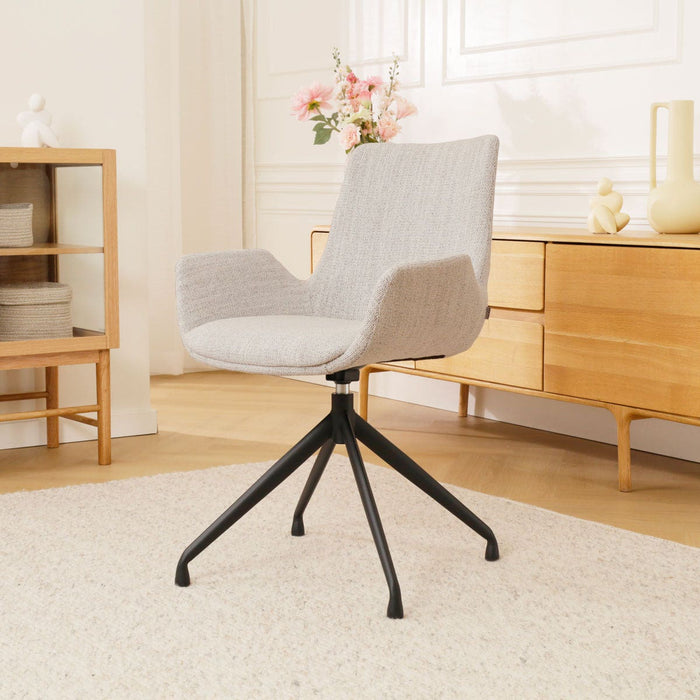 Nolon Nola-Eef Eetkamerstoel Beige Gemêleerd - Draaibaar Zwart