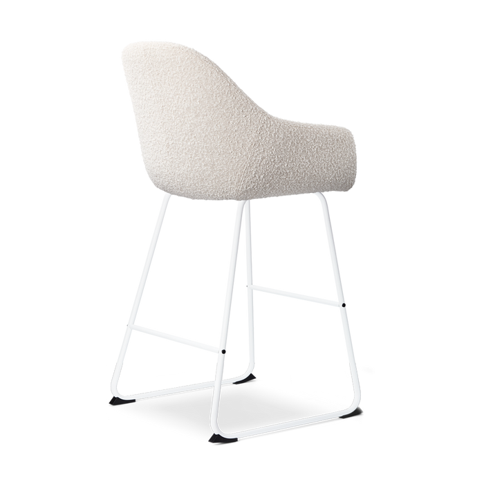 Nolon Nino-Mae Barkruk Bouclé Beige - met Armleuning - Wit - 65 cm